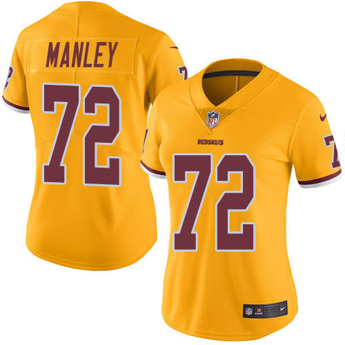 Women's Limited Dexter Manley Nike Jersey Gold - #72 Rush NFL Washington Redskins